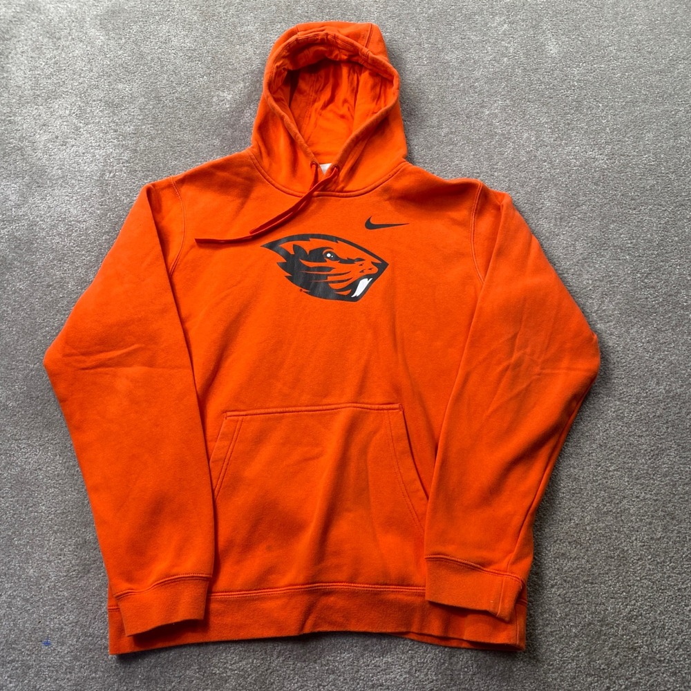 Nike Oregon State Beavers Hoodie Mens Medium Orange Graphic Pullover AR3406-820